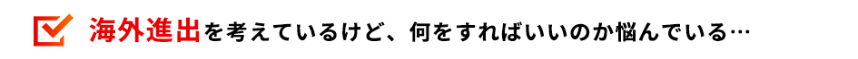 海外進出を考えているけど、何をすればいいのか悩んでいる…