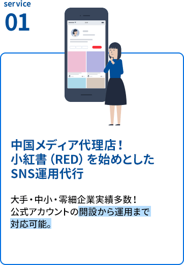 中国メディア代理店！
小紅書（RED）を始めとしたSNS運用代行